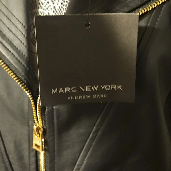 Marc New York Black Faux Leather Biker Jacket sz Small - Picture 9 of 13